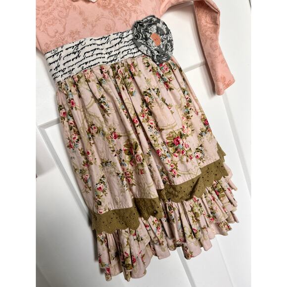 Giggle Moon Girl Floral Ruffle Lace Dress Long‎ Sleeve Multicolor Size 6X - Picture 4 of 8
